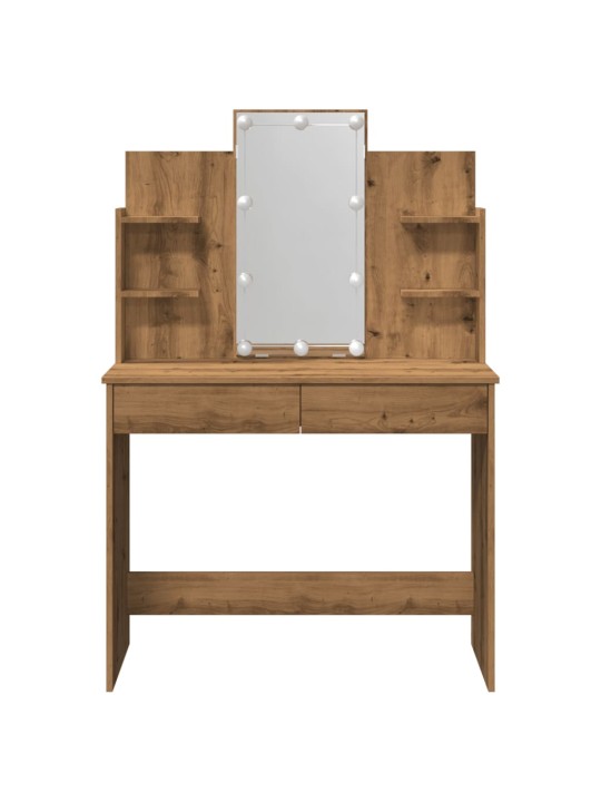 Toaletní stolek s led osvětlením dub artisan 96 x 40 x 142 cm