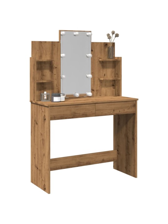 Toaletní stolek s led osvětlením dub artisan 96 x 40 x 142 cm