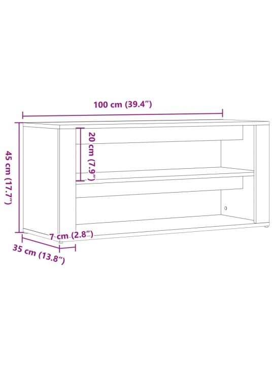 Botník old wood 100 x 35 x 45 cm kompozitní dřevo
