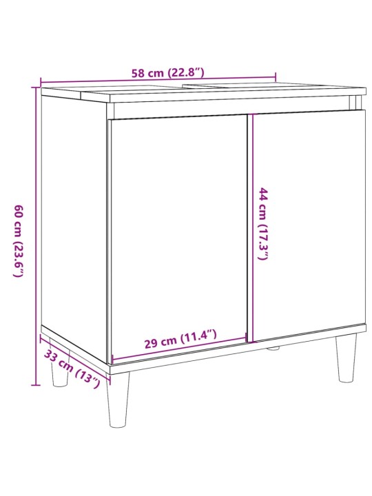 Skříňka pod umyvadlo old wood 58 x 33 x 60 cm kompozitní dřevo