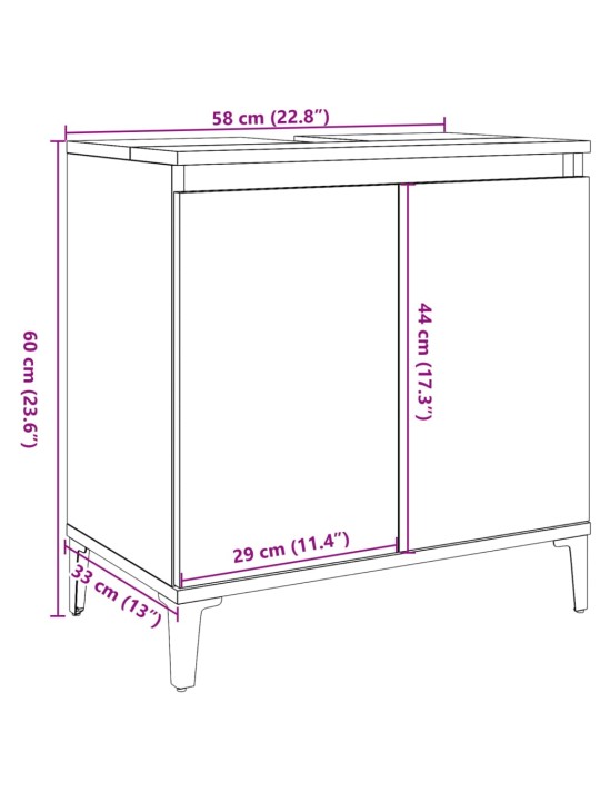 Skříňka pod umyvadlo old wood 58 x 33 x 60 cm kompozitní dřevo