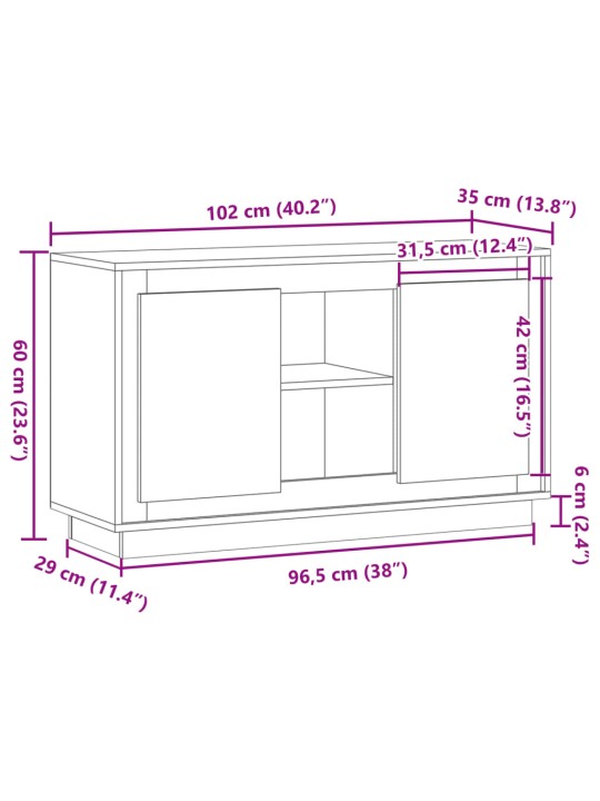 Příborník old wood 102 x 35 x 60 cm kompozitní dřevo