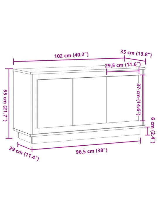 Příborník old wood 102 x 35 x 55 cm kompozitní dřevo