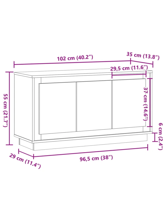 Příborník old wood 102 x 35 x 55 cm kompozitní dřevo