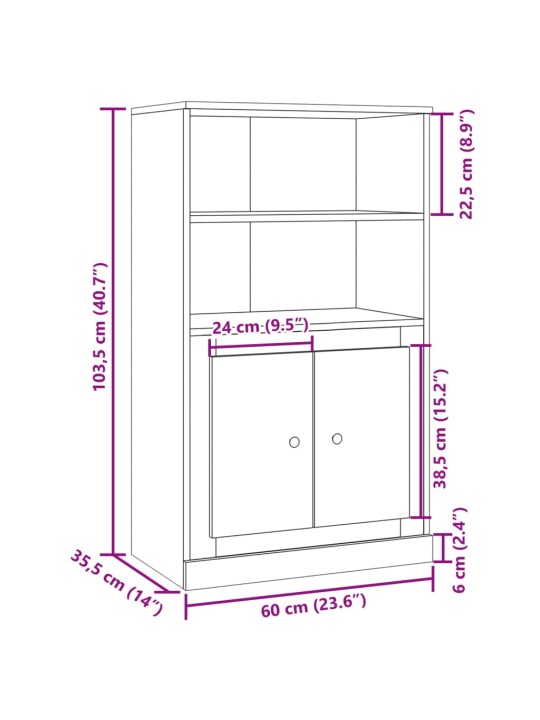 Skříň highboard old wood 60 x 35,5 x 103,5 kompozitní dřevo