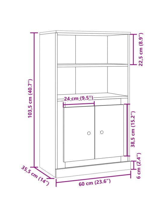 Skříň highboard dub artisan 60 x 35,5 x 103,5 kompozitní dřevo