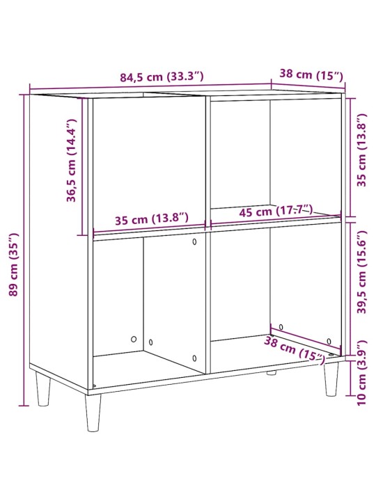 Skříňka na LP desky old wood 84,5 x 38 x 89 cm kompozitní dřevo