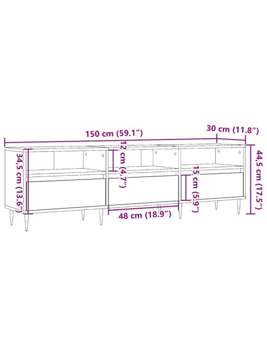 Tv skříňka old wood 150 x 30 x 44,5 cm kompozitní dřevo