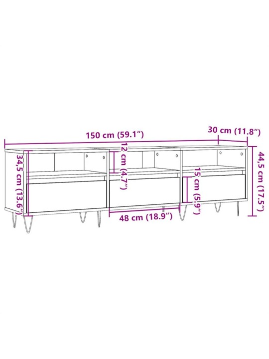 Tv skříňka old wood 150 x 30 x 44,5 cm kompozitní dřevo