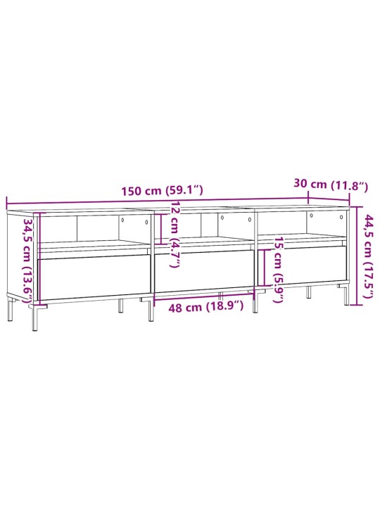 Tv skříňka old wood 150 x 30 x 44,5 cm kompozitní dřevo
