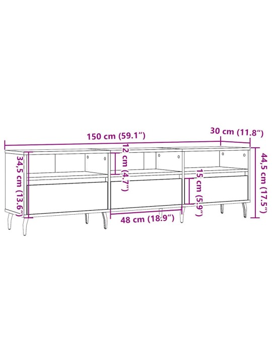 Tv skříňka old wood 150 x 30 x 44,5 cm kompozitní dřevo