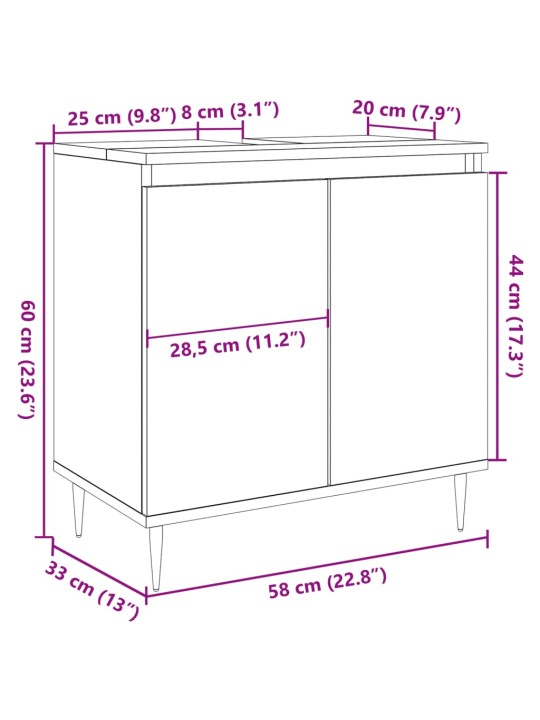 Koupelnová skříňka betonově šedá 58x33x60 cm kompozitní dřevo