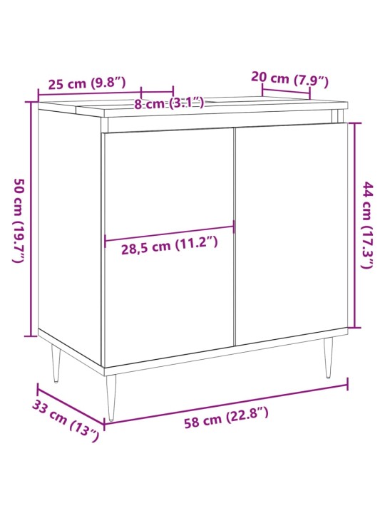 Koupelnová skříňka old wood 58 x 33 x 60 cm kompozitní dřevo