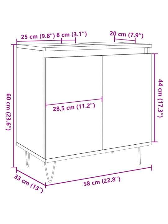 Koupelnová skříňka betonově šedá 58x33x60 cm kompozitní dřevo