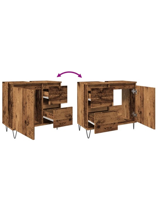 Koupelnová skříňka pod umyvadlo old wood 65x33x60 cm kompozit