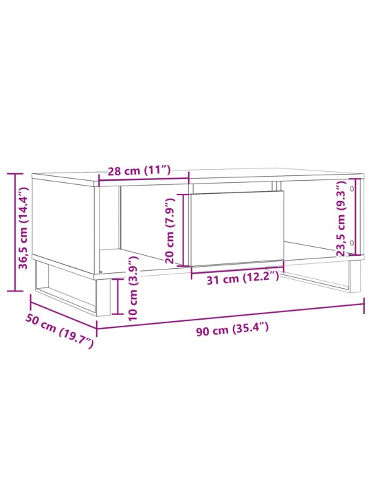 Konferenční stolek old wood 90x50x36,5 cm kompozitní dřevo