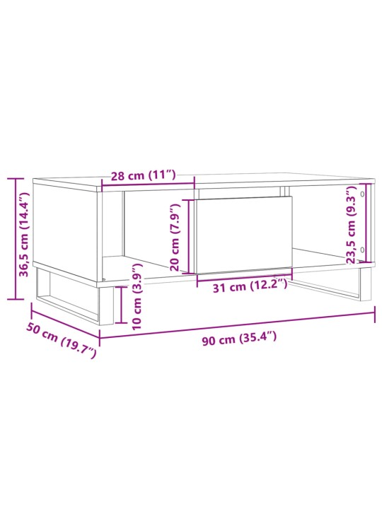 Konferenční stolek dub artisan 90x50x36,5 cm kompozitní dřevo