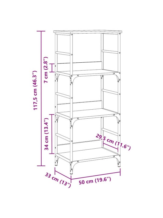 Knihovna dub artisan 50 x 33 x 117,5 cm kompozitní dřevo