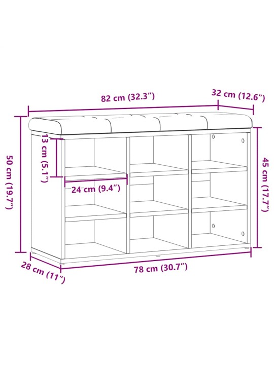 Lavice s botníkem starého dřeva 82x32x50 cm engineered wood
