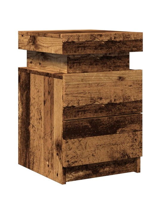 Noční stolek s led old wood 35 x 39 x 55 cm kompozitní dřevo