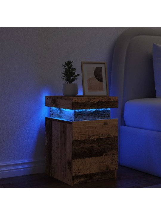 Noční stolek s led old wood 35 x 39 x 55 cm kompozitní dřevo