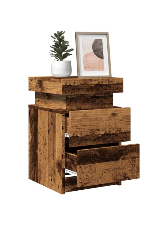 Noční stolky s led 2 ks old wood 35x39x55 cm kompozitní dřevo