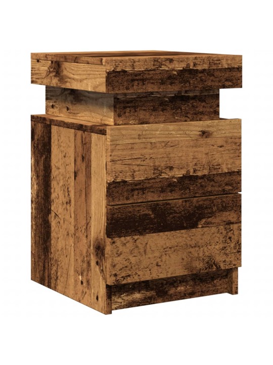 Noční stolky s led 2 ks old wood 35x39x55 cm kompozitní dřevo