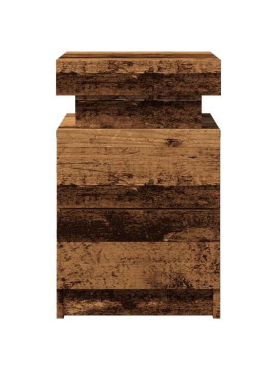 Noční stolky s led 2 ks old wood 35x39x55 cm kompozitní dřevo