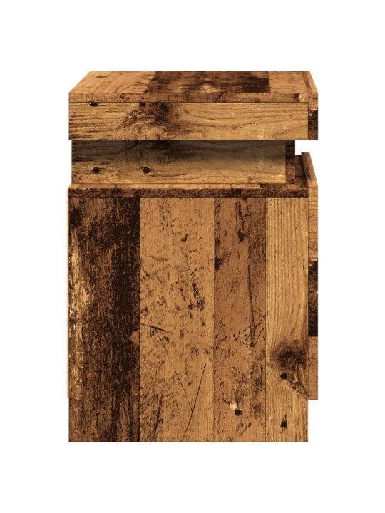 Noční stolky s led 2 ks old wood 35x39x55 cm kompozitní dřevo