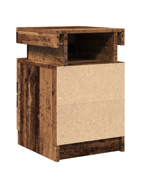 Noční stolky s led 2 ks old wood 35x39x55 cm kompozitní dřevo