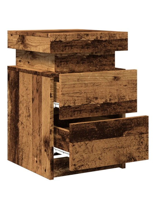 Noční stolky s led 2 ks old wood 35x39x55 cm kompozitní dřevo