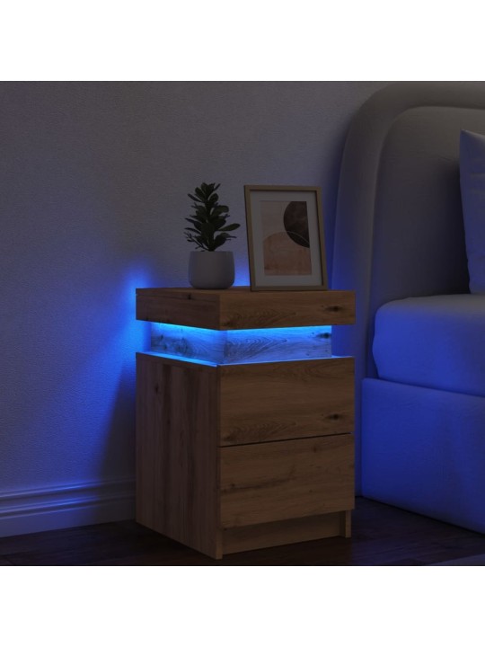 Noční stolek s led dub artisan 35 x 39 x 55 cm kompozitní dřevo