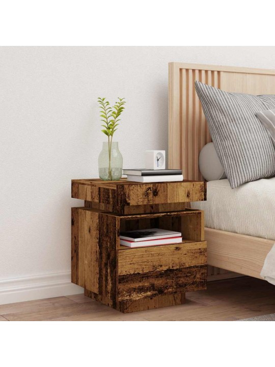 Noční stolek s led osvětlením old wood 40 x 39 x 48,5 cm