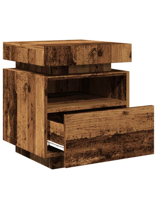 Noční stolek s led osvětlením old wood 40 x 39 x 48,5 cm