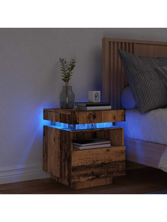 Noční stolek s led osvětlením old wood 40 x 39 x 48,5 cm