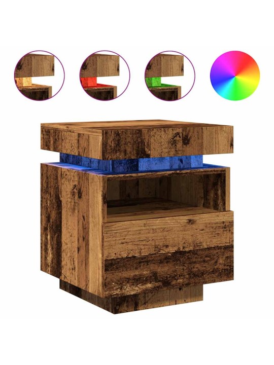 Noční stolky s led osvětlením 2 ks old wood 40 x 39 x 48,5 cm