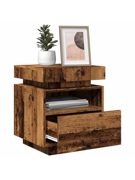 Noční stolky s led osvětlením 2 ks old wood 40 x 39 x 48,5 cm