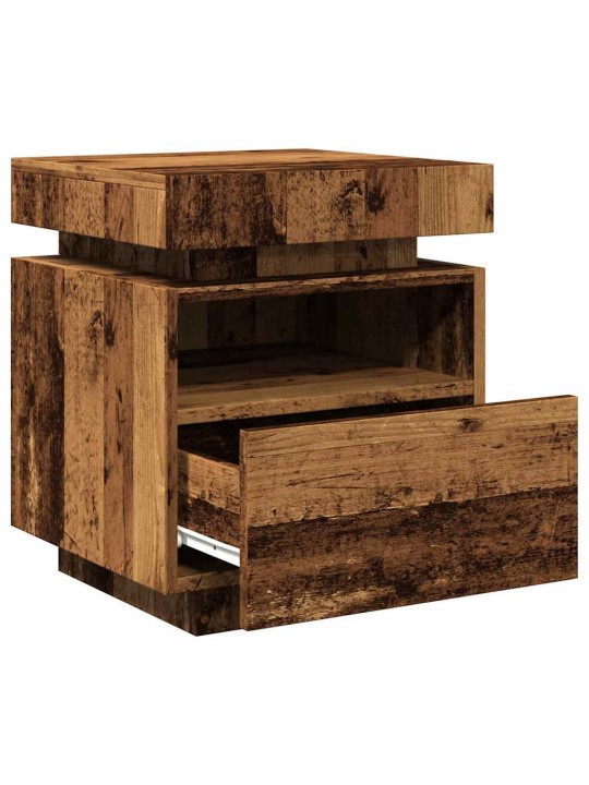 Noční stolky s led osvětlením 2 ks old wood 40 x 39 x 48,5 cm