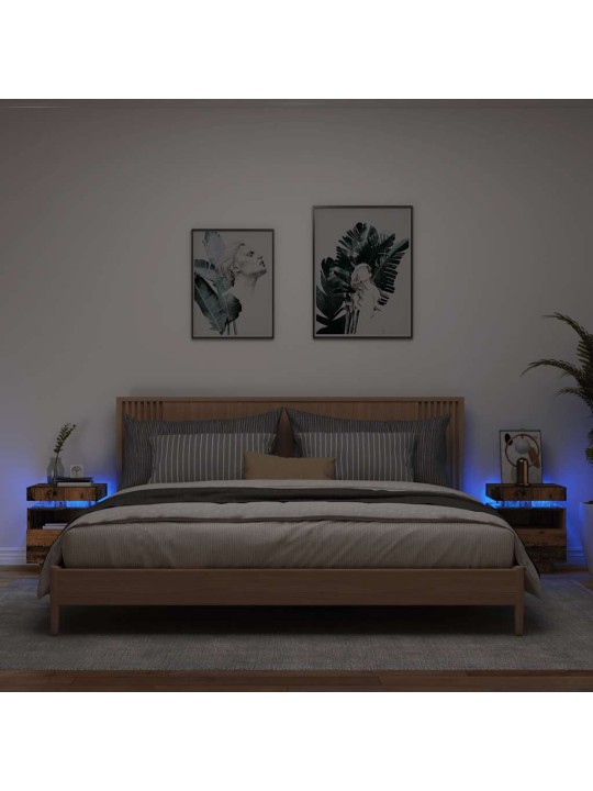 Noční stolky s led osvětlením 2 ks old wood 40 x 39 x 48,5 cm