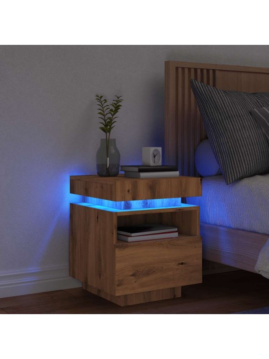 Noční stolek s led osvětlením dub artisan 40 x 39 x 48,5 cm