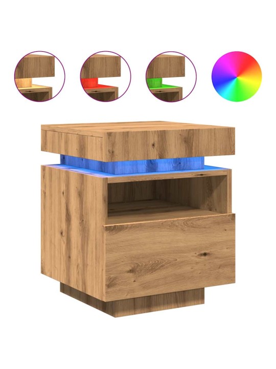 Noční stolky s led osvětlením 2 ks dub artisan 40x39x48,5 cm