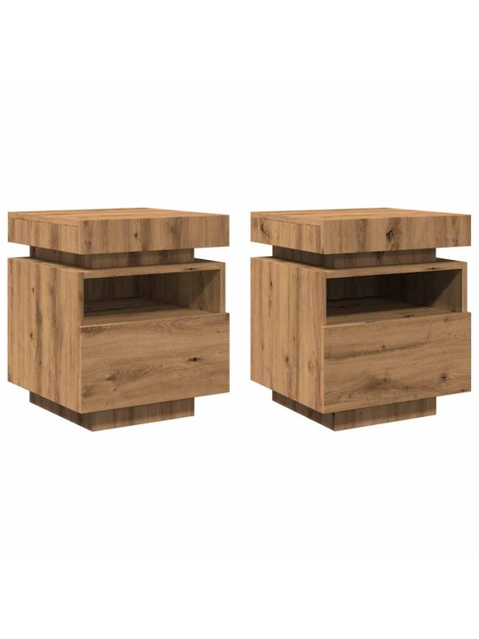 Noční stolky s led osvětlením 2 ks dub artisan 40x39x48,5 cm