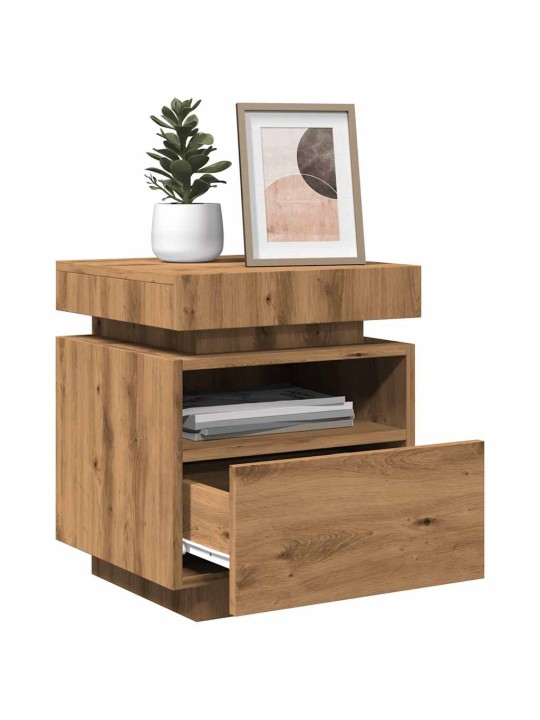 Noční stolky s led osvětlením 2 ks dub artisan 40x39x48,5 cm