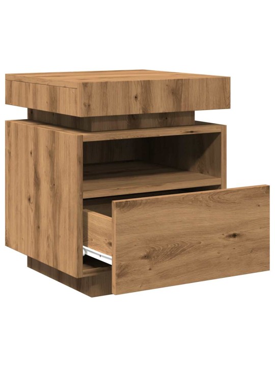 Noční stolky s led osvětlením 2 ks dub artisan 40x39x48,5 cm