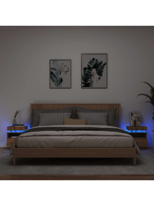 Noční stolky s led osvětlením 2 ks dub artisan 40x39x48,5 cm