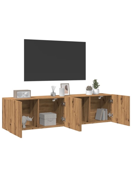 Tv skříňky nástěnné 2 ks dub artisan 80 x 30 x 41 cm
