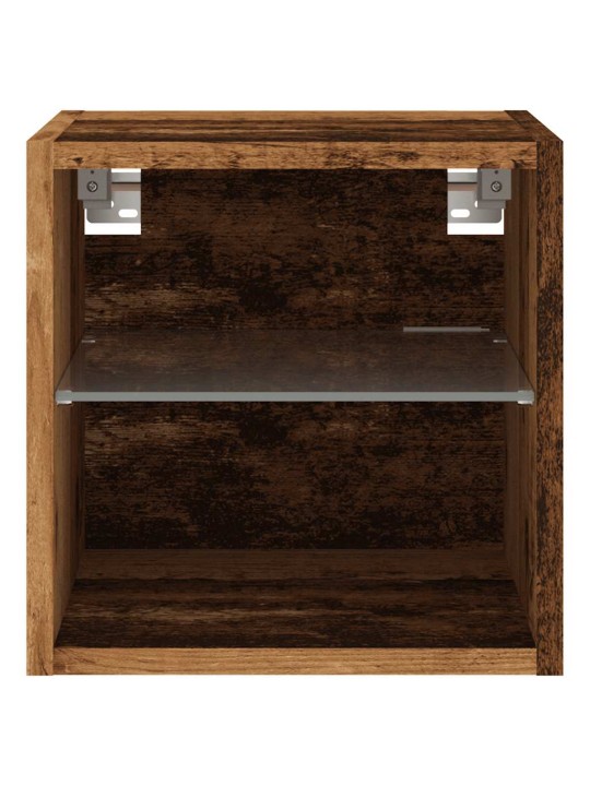 Nástěnná TV skříňka s LED osvětlením starého dřeva 30x28,5x30cm
