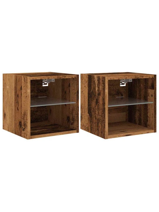 Nástěnné TV skříňky s LED 2 ks starého dřeva 30x28,5x30 cm