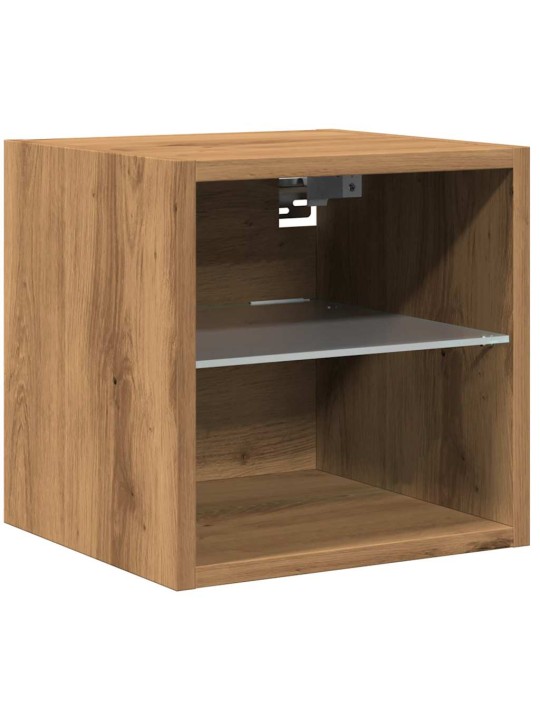 Nástěnná tv skříňka s led osvětlením dub artisan 30x28,5x30 cm