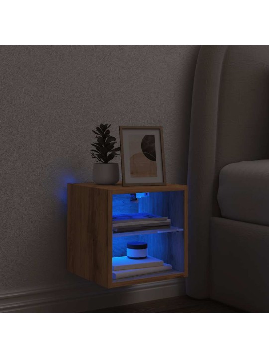 Nástěnná tv skříňka s led osvětlením dub artisan 30x28,5x30 cm